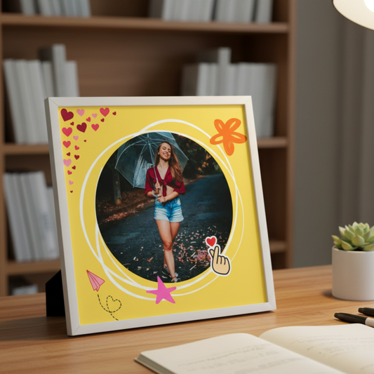 Personalized Self Love Frames Yellow & Red Design | White Frame