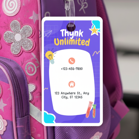 Kids Bag Tags | Designer ID Cards for Kids | Pink and Blue