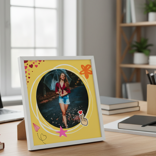 Personalized Self Love Frames Yellow  & Red Design | White Frame