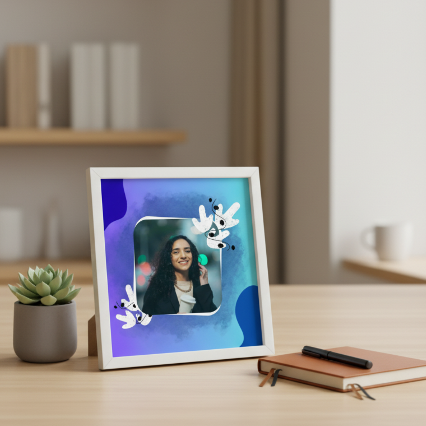 Personalized Self Love Frames Blue Design | White Frame