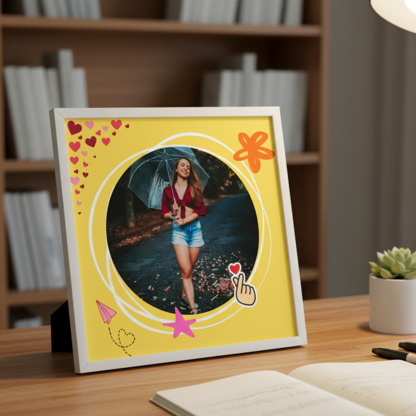 Personalized Self Love Frames Yellow  & Red Design | White Frame