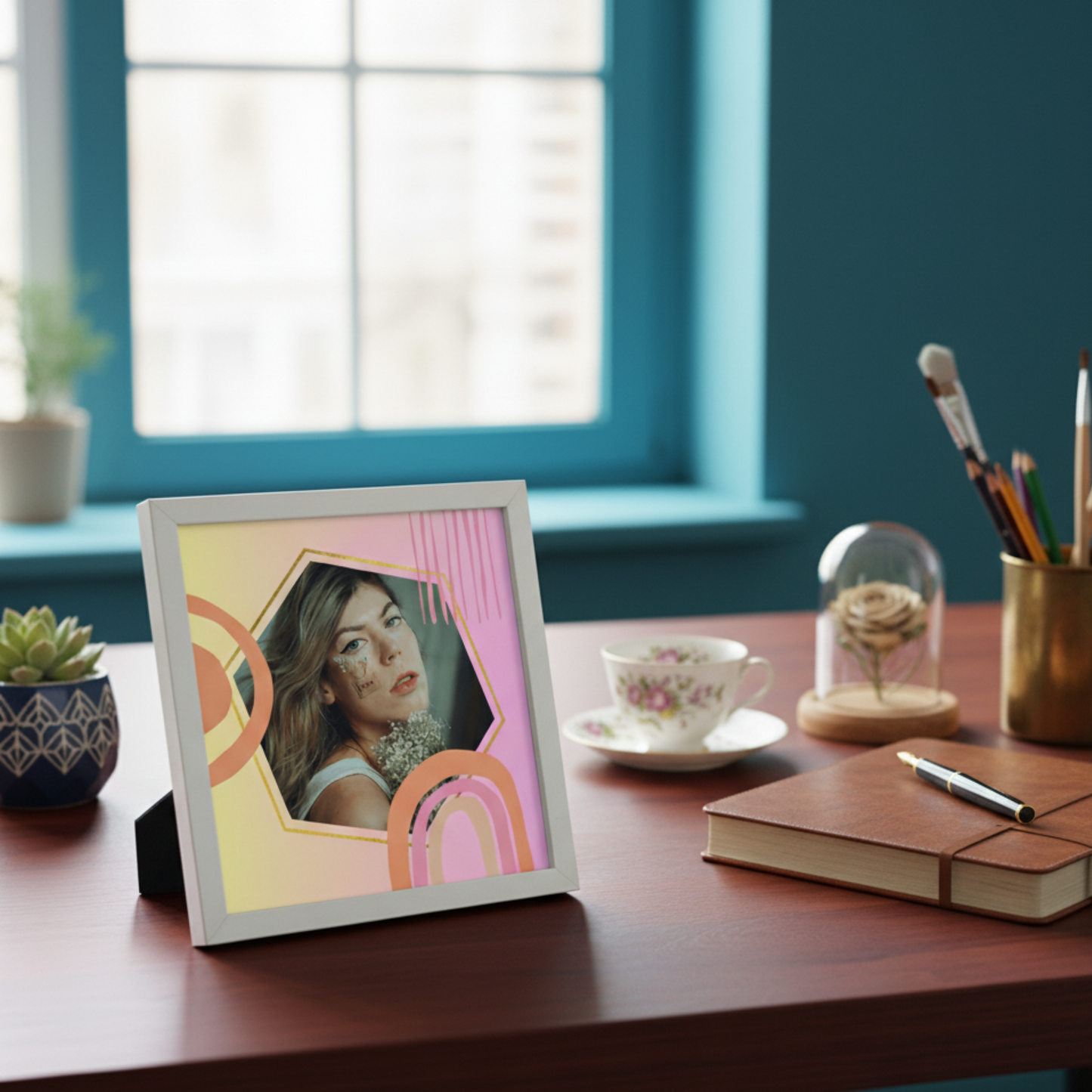 Personalized Self Love Frames Gradient Design | White Frame