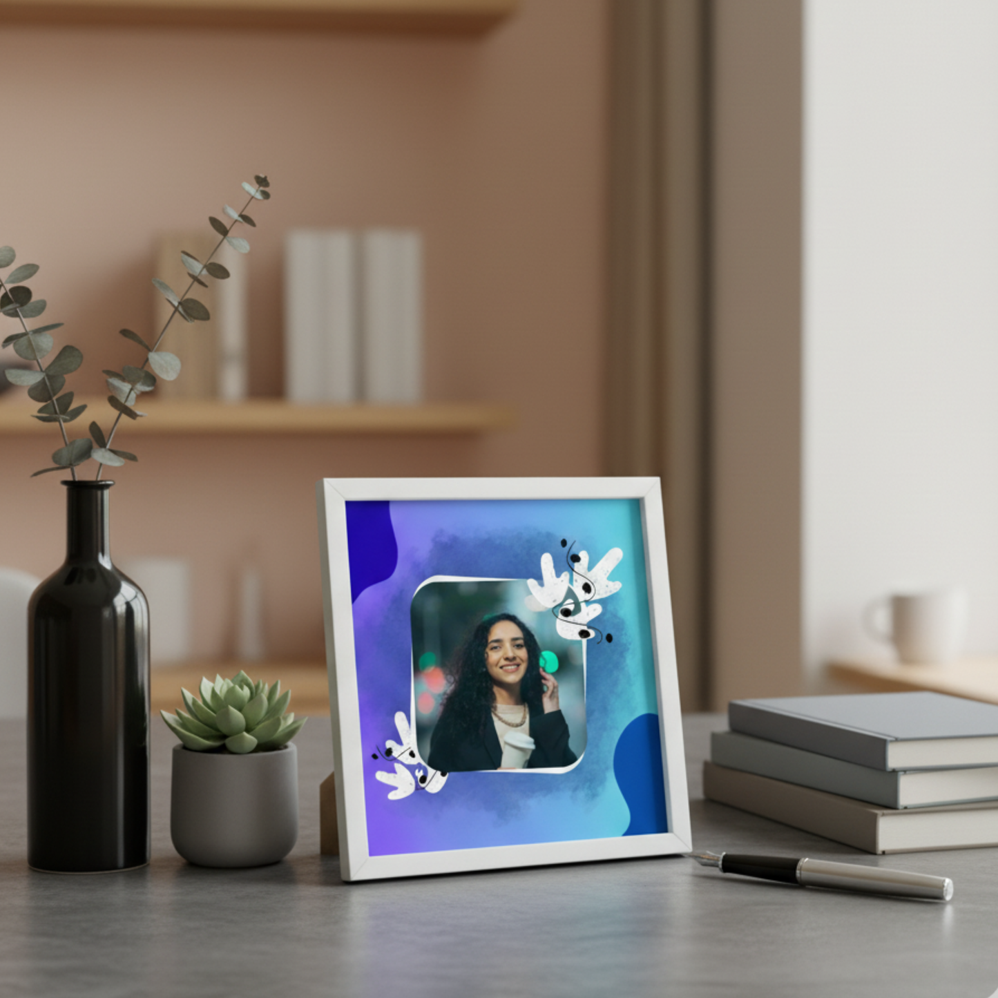 Personalized Self Love Frames Blue Design | White Frame