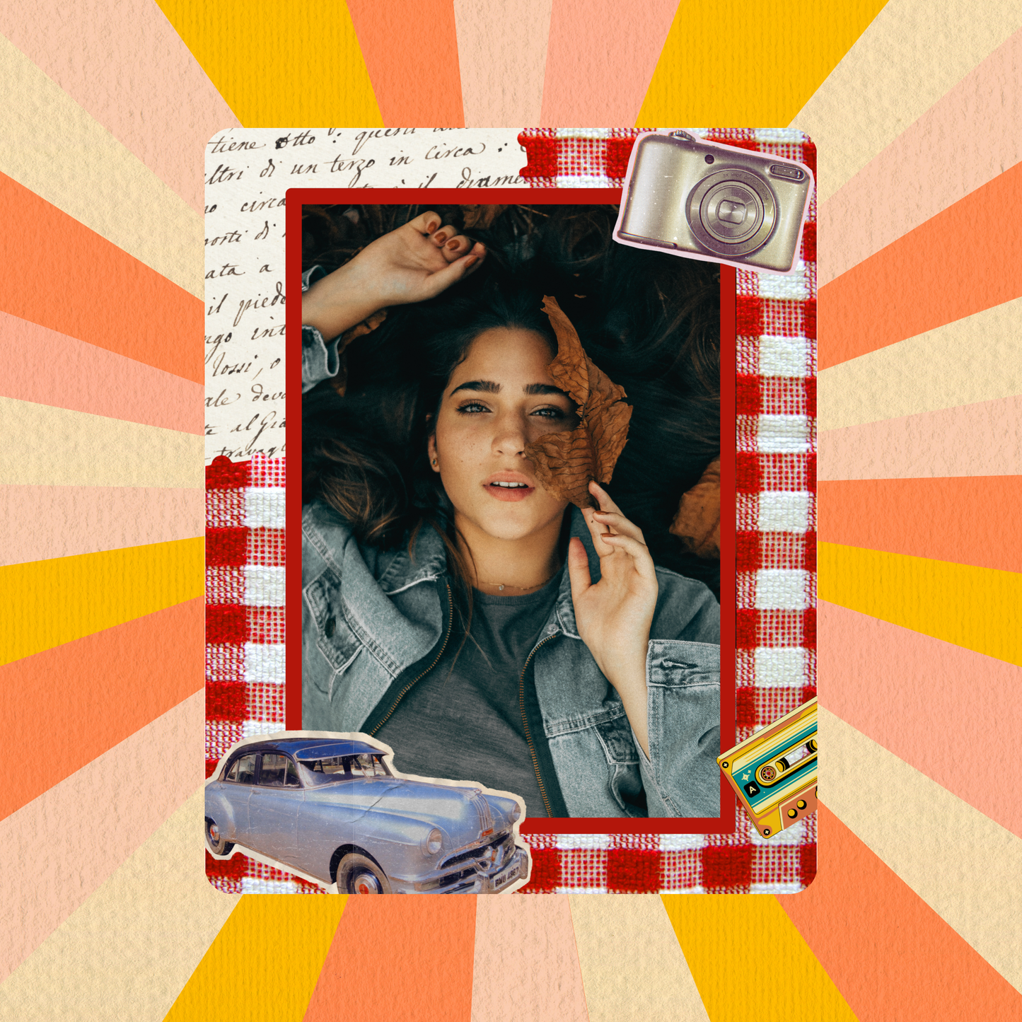 Red and Beige  Portrait Fridge Magnet | Size 80mm * 100mm