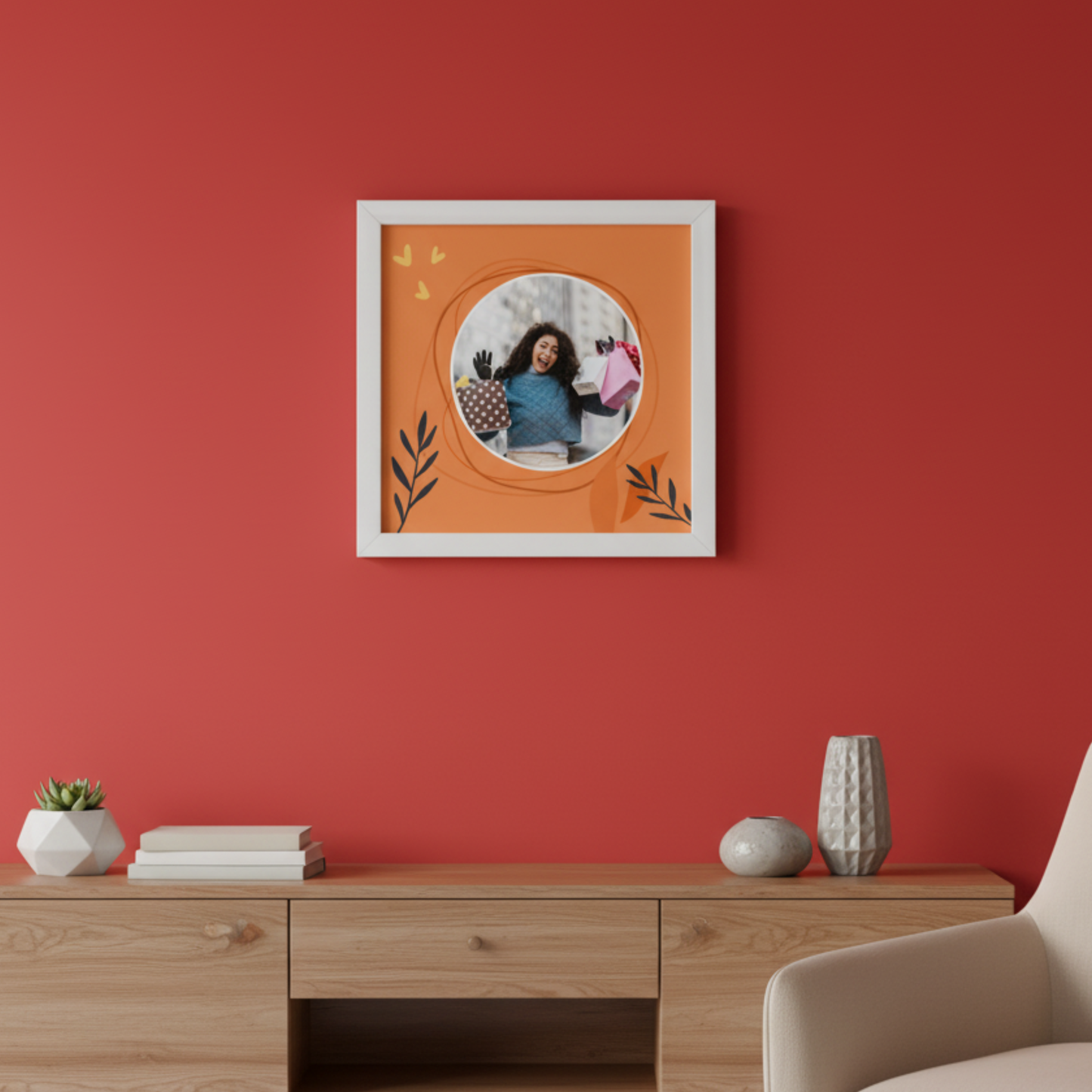 Personalized Self Love Frames Orange Design | White Frame