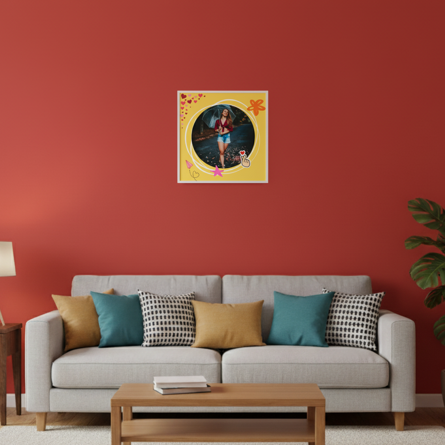 Personalized Self Love Frames Yellow  & Red Design | White Frame