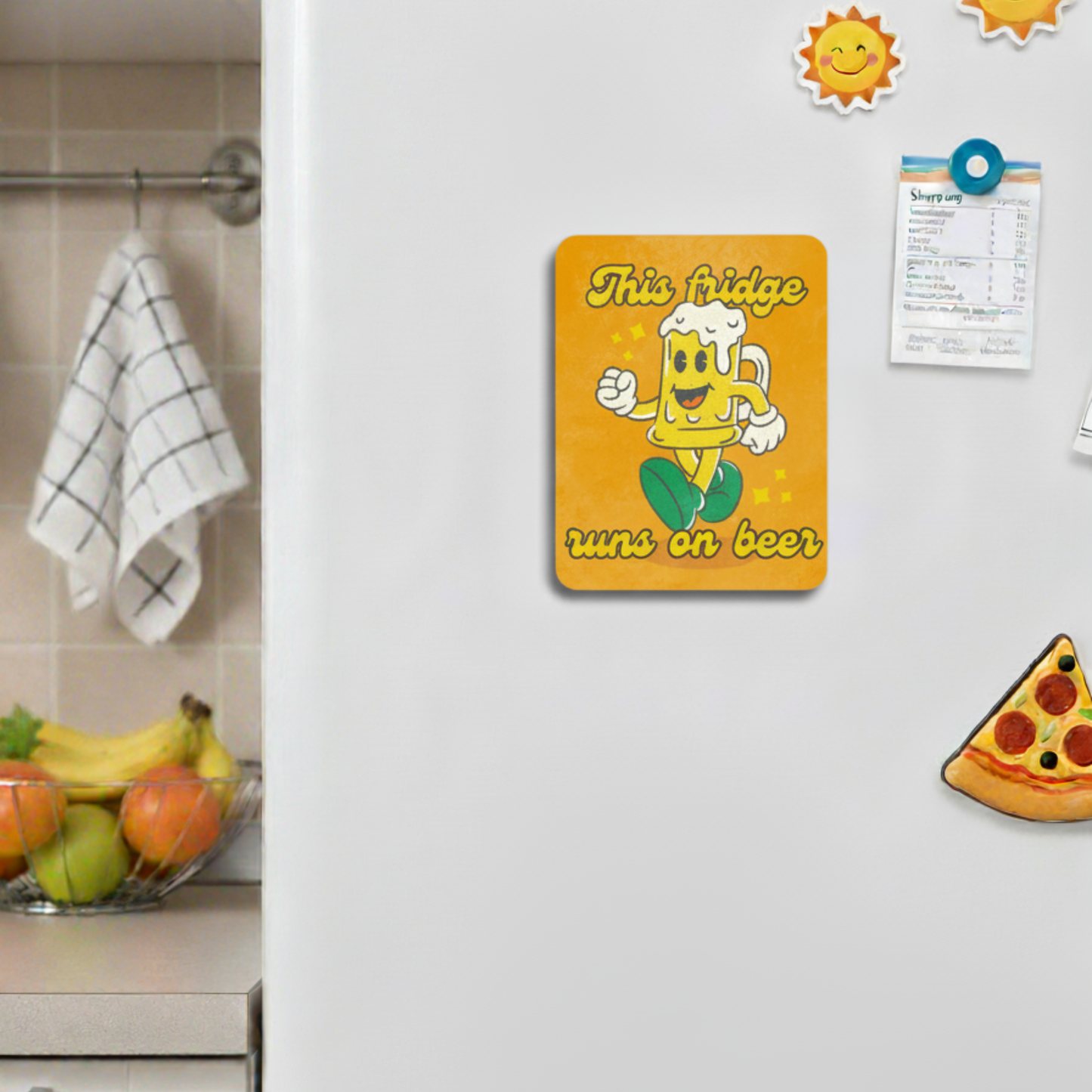 Runs On Beer Fridge Magnet | Size 80mm * 100mm