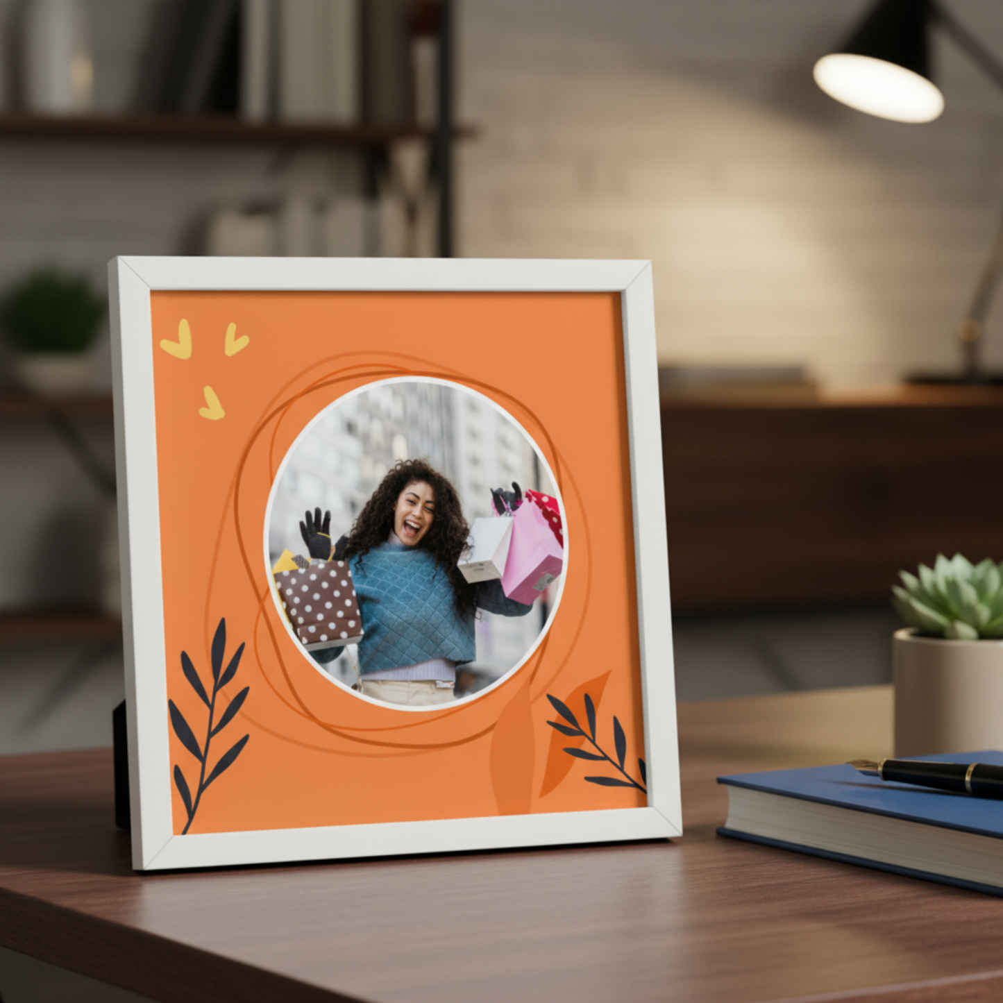 Personalized Self Love Frames Orange Design | White Frame