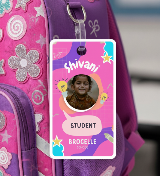Kids Bag Tags | Designer ID Cards for Kids | Pink and Blue