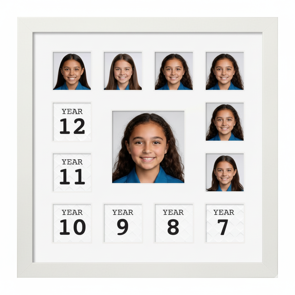 Square School Years Collage Photo Frame | School Memories Edition