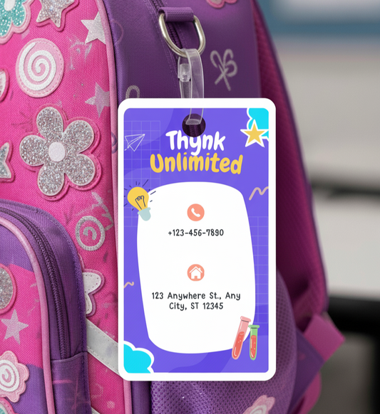 Kids Bag Tags | Designer ID Cards for Kids | Pink and Blue