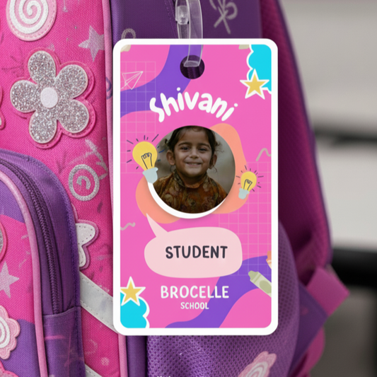 Kids Bag Tags | Designer ID Cards for Kids | Pink and Blue