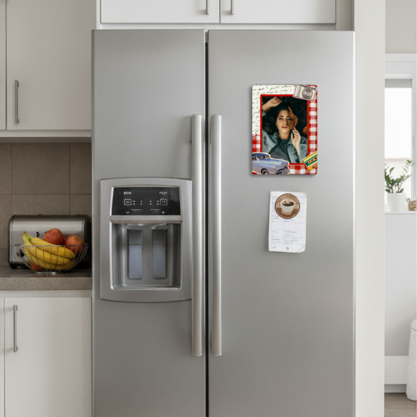 Red and Beige  Portrait Fridge Magnet | Size 80mm * 100mm